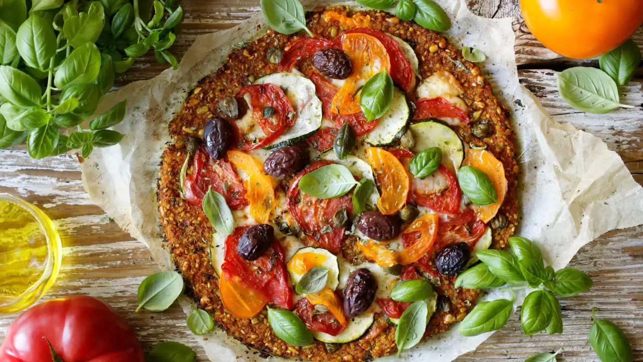 Pizza de zanahoria y verduras